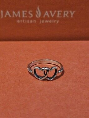 James Avery Interlocking Double Heart Ring - Silver Size 6